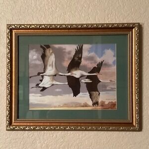 Waterfowl in Flight Framed Art Print 2008 Signed G. Kallio 12x15‎